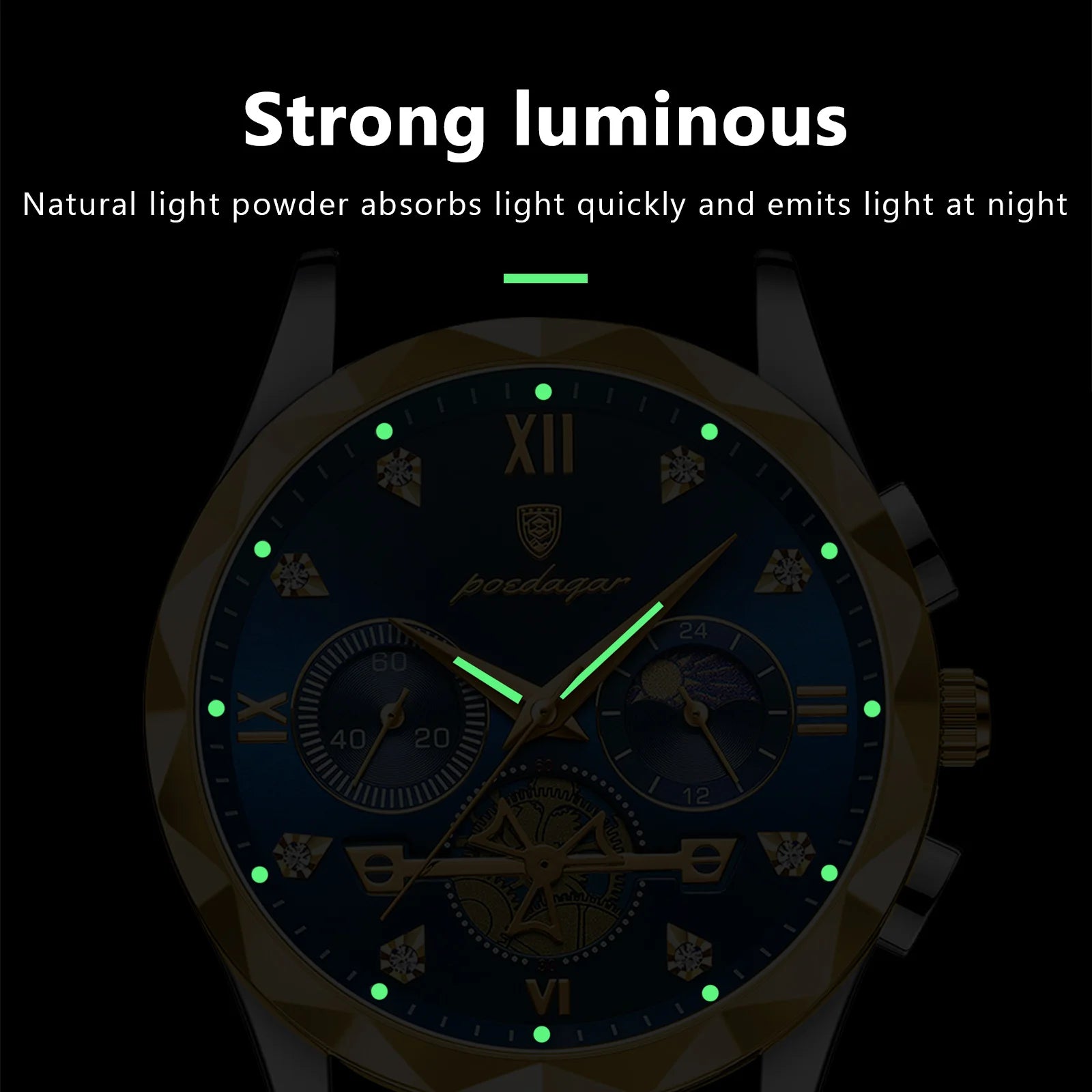 Storazone POEDAGAR Luxury Man Wristwatch Waterproof Luminous Chronograph Watch for Men Stainless Steel Men's Quartz Watches reloj hombre