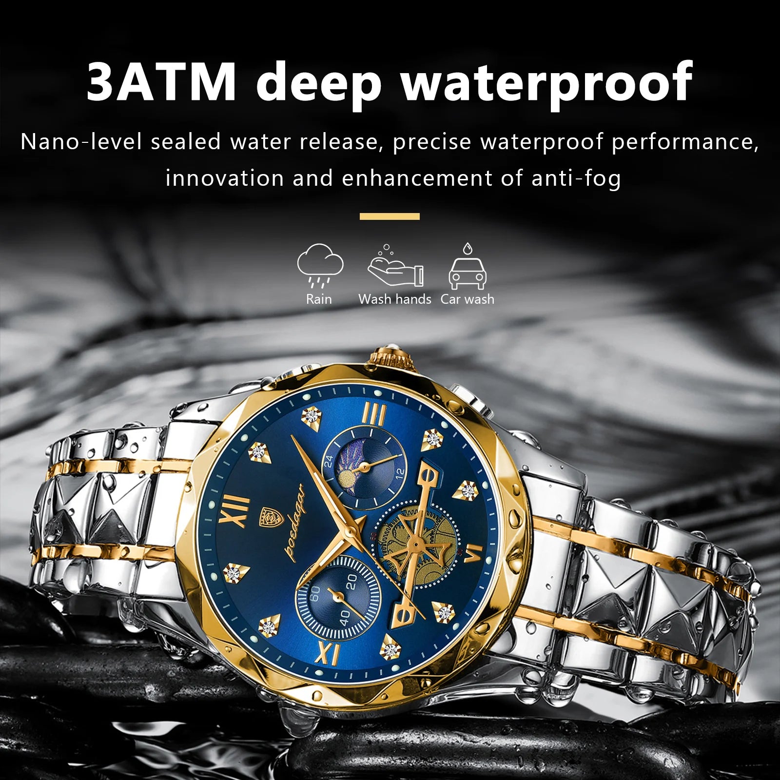 Storazone POEDAGAR Luxury Man Wristwatch Waterproof Luminous Chronograph Watch for Men Stainless Steel Men's Quartz Watches reloj hombre