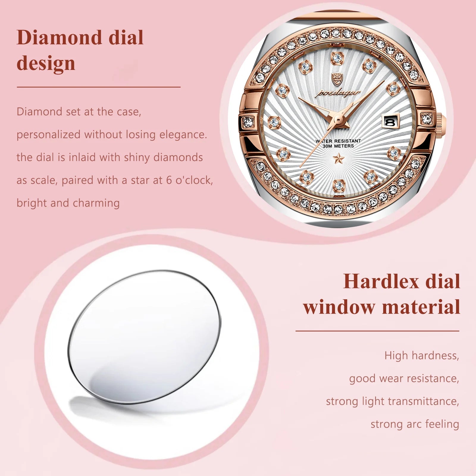 Storazone POEDAGAR Luxury Woman Wristwatch Waterproof Luminous Date Stainless Steel Watch For Ladies High Quality Quartz Women Watches+box