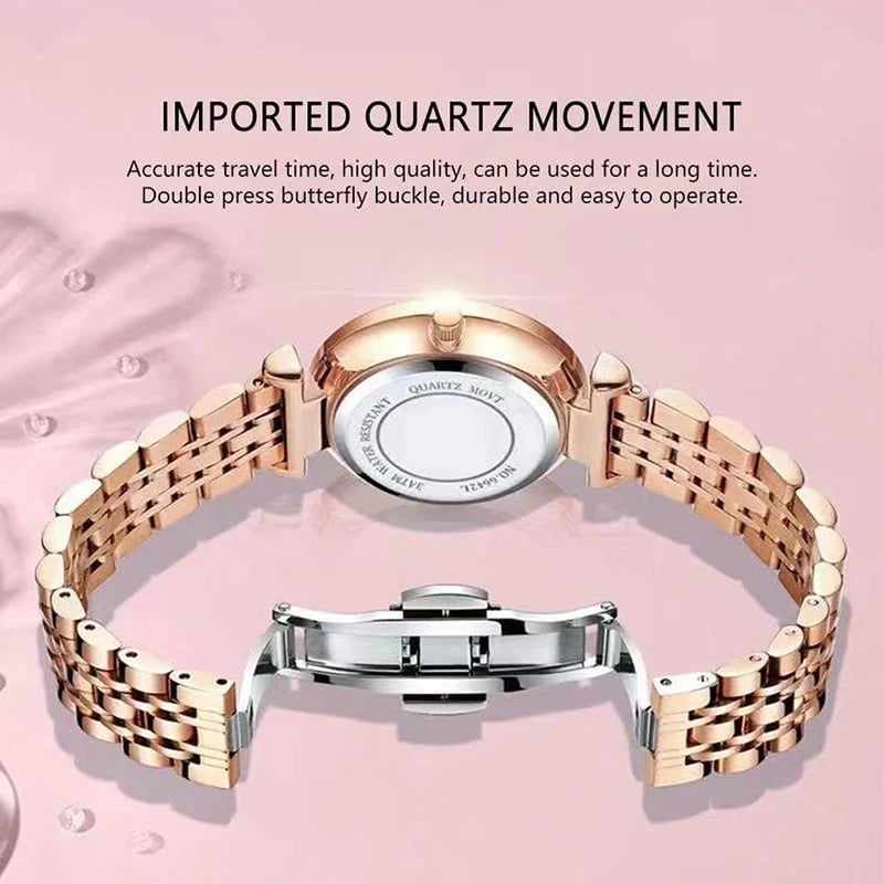 Storazone POEDAGAR Watch for Women Luxury Jewelry Design Rose Gold Steel Quartz Wristwatches Waterproof Fashion Swiss Brand Ladies Watches