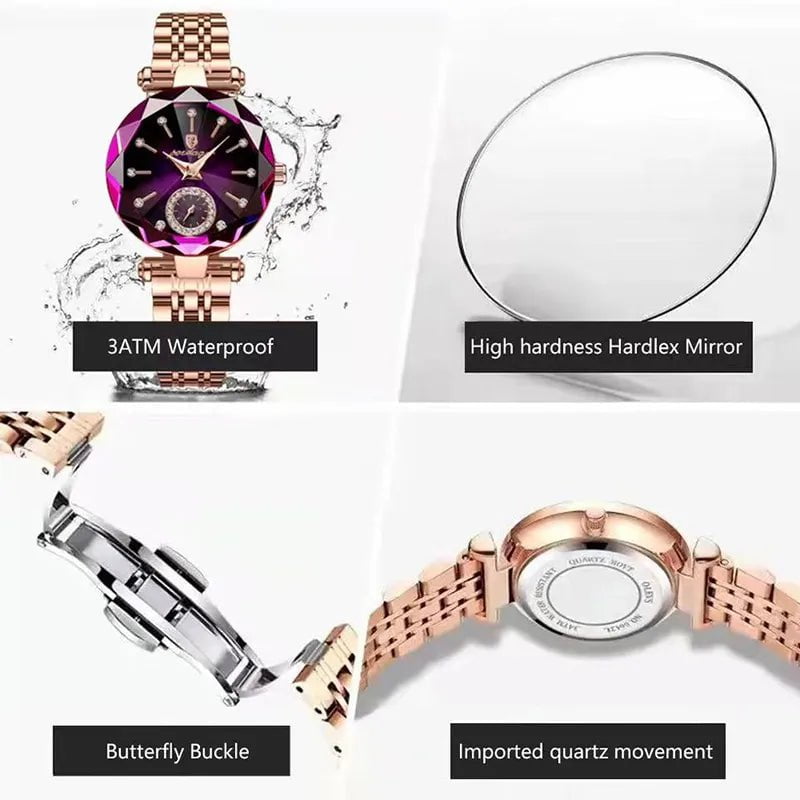 Storazone POEDAGAR Watch for Women Luxury Jewelry Design Rose Gold Steel Quartz Wristwatches Waterproof Fashion Swiss Brand Ladies Watches