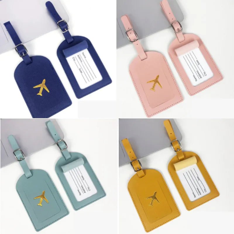 Storazone Portable 1PC PU Leather Luggage Tag Suitcase Identifier Label Baggage Boarding Bag Tag Name ID Address Holder Travel Accessories