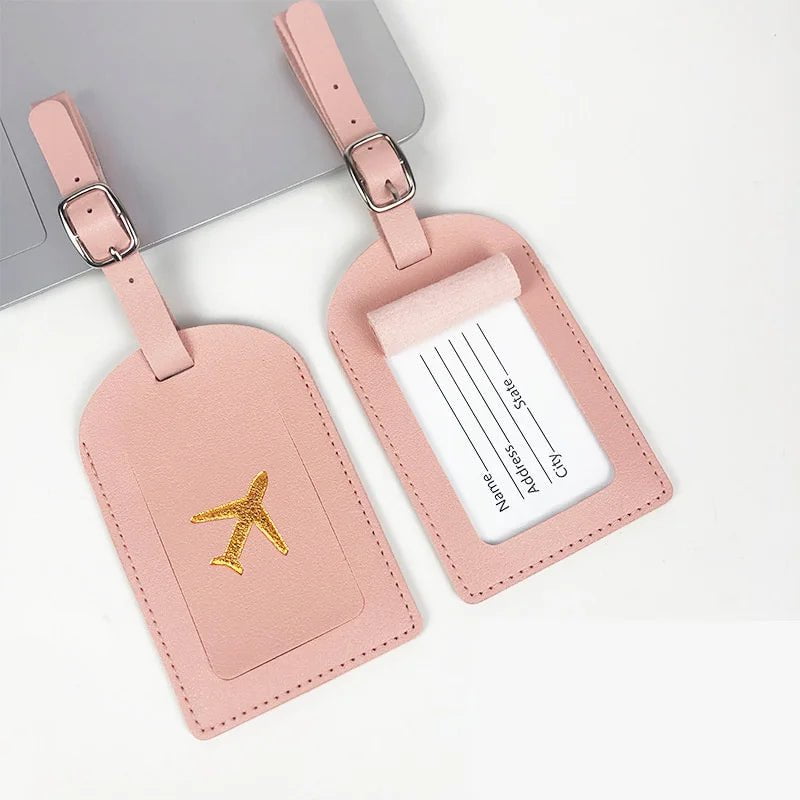 Storazone Portable 1PC PU Leather Luggage Tag Suitcase Identifier Label Baggage Boarding Bag Tag Name ID Address Holder Travel Accessories