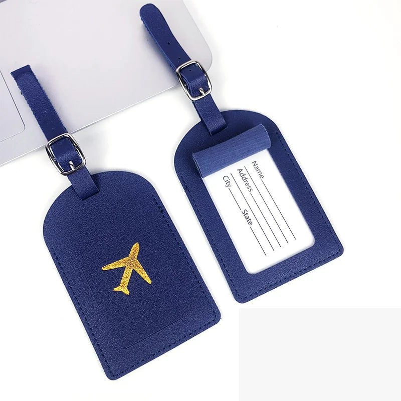 Storazone Portable 1PC PU Leather Luggage Tag Suitcase Identifier Label Baggage Boarding Bag Tag Name ID Address Holder Travel Accessories