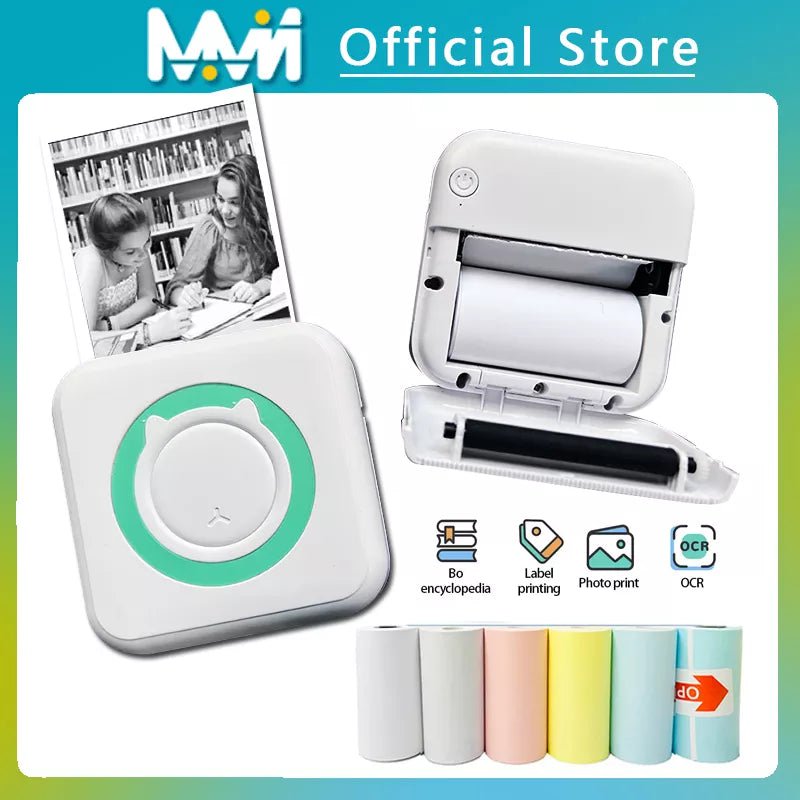 Storazone Portable Mini Thermal Printer Wirelessly BT 203dpi Photo Label Memo Wrong Question Printing With USB Cable Imprimante Portable