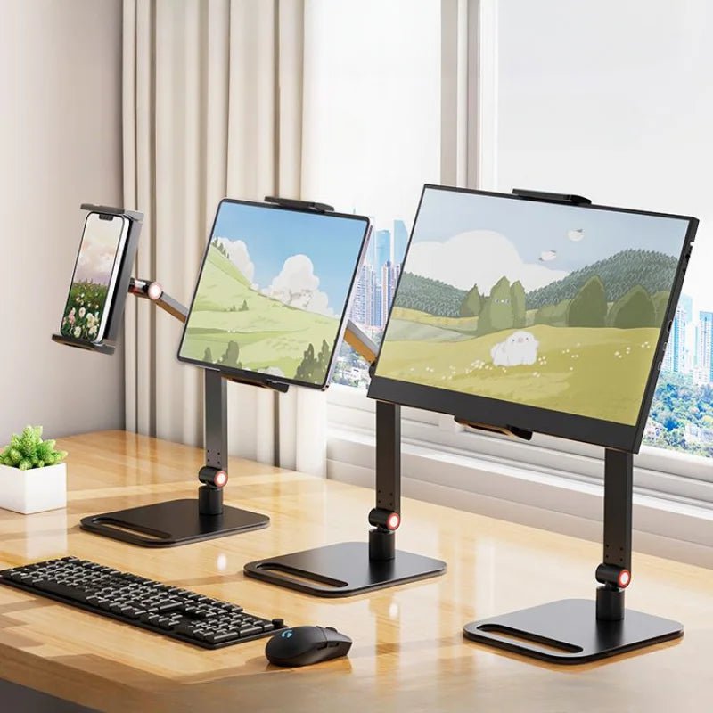 Storazone Portable Monitor Desk Holder Metal Stand 16 Inch Universal Expandable Display Base Vesa Mount External Vertical Screen Expansion