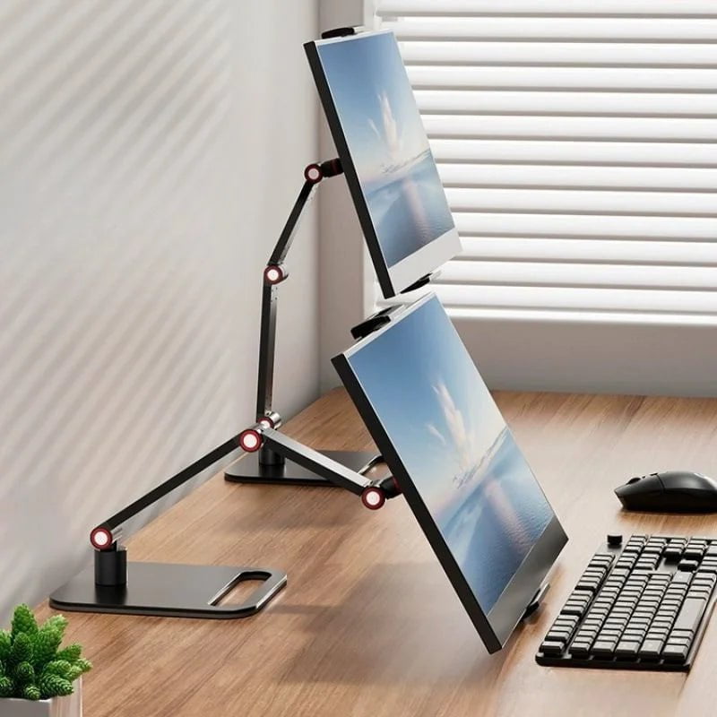 Storazone Portable Monitor Desk Holder Metal Stand 16 Inch Universal Expandable Display Base Vesa Mount External Vertical Screen Expansion