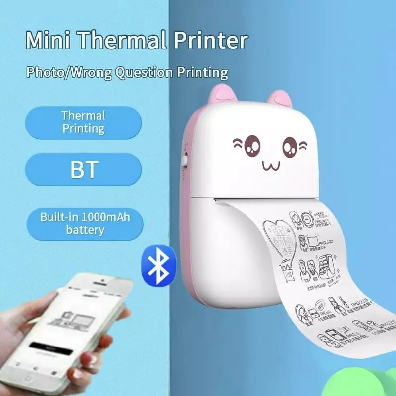 Storazone Portable Thermal Printer MINI Wirelessly BT 203dpi Photo Label Memo Wrong Question Printing With USB Cable Imprimante Portable