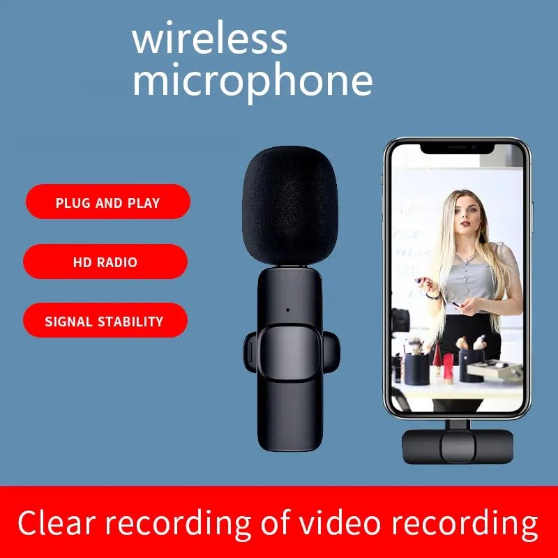 Storazone Portable Wireless Lavalier Microphone Mini Audio Video Recording Mic Live Broadcast Gaming Phone Mic for iPhone Android