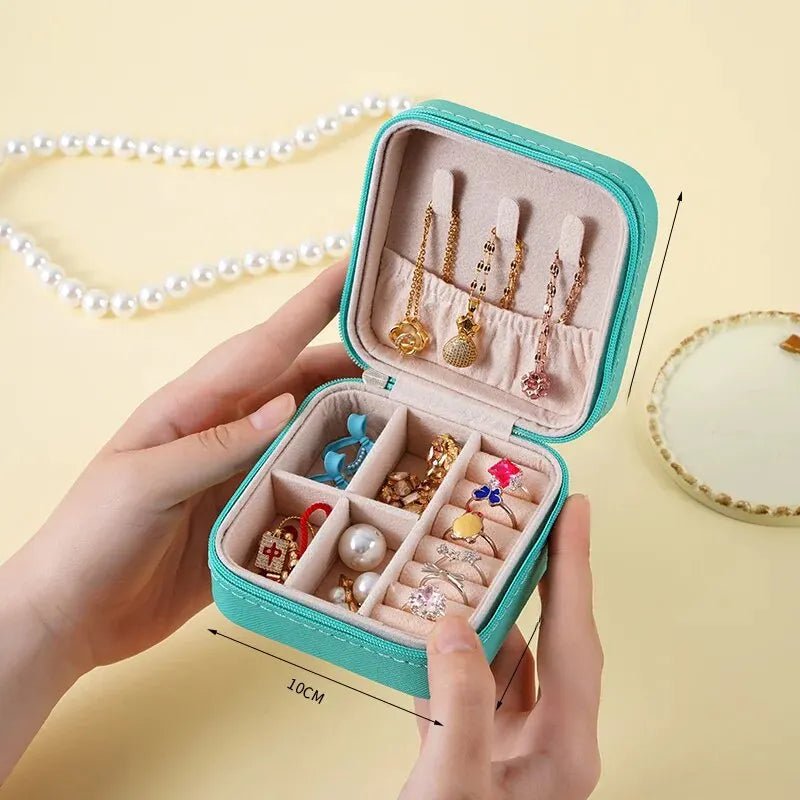 Storazone Portable Zipper Jewelry Box Necklace Ring Storage Beads Korean Style Stripe Pattern Hard Jewelry Box Jewlery Box