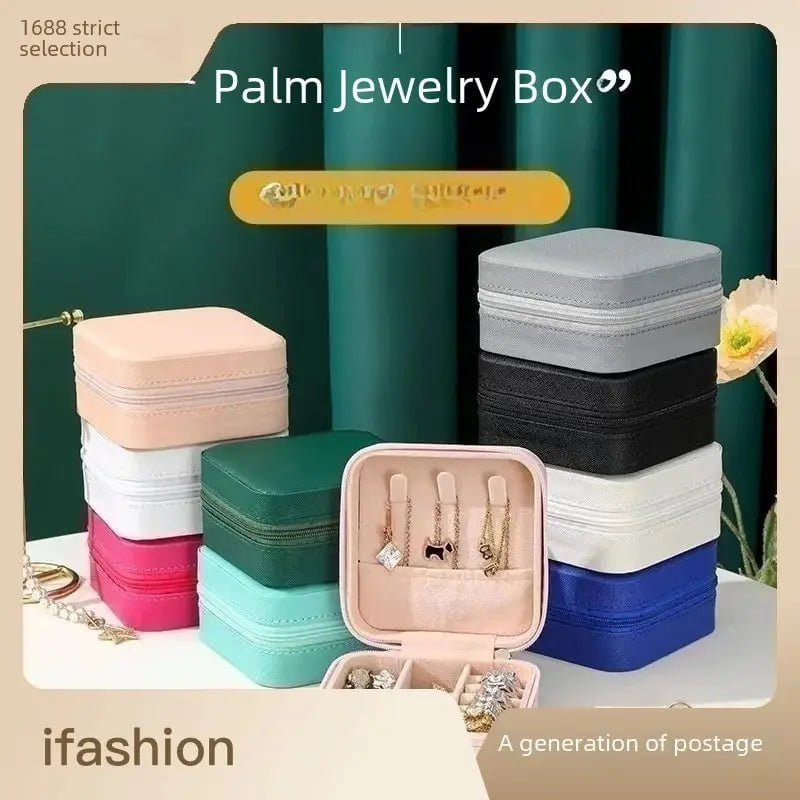 Storazone Portable Zipper Jewelry Box Necklace Ring Storage Beads Korean Style Stripe Pattern Hard Jewelry Box Jewlery Box