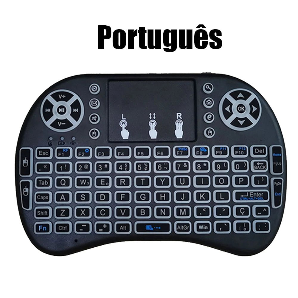 Storazone Portuguese / Lithium Version 2.4G Air Mouse with Touchpad Keyboard i8 Arabic French Spanish Russian Backlit Mini Wireless Keyboard for PC Android TV Box