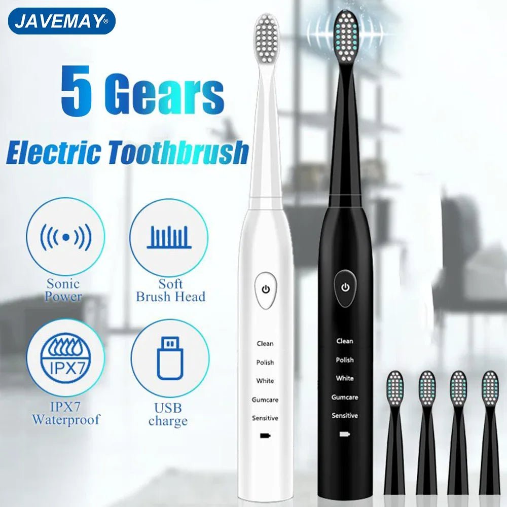 Storazone Powerful Ultrasonic Sonic Electric Toothbrush USB Charge Rechargeable Tooth Brush Washable Electronic Whitening Teeth Brush J110