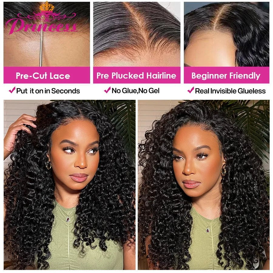 Storazone Princess Hair Glueless Wig Human Hair Ready to Wear Pre Cut Lace Brazilian Curly Human Hair Wig With Pre plucked Hairline