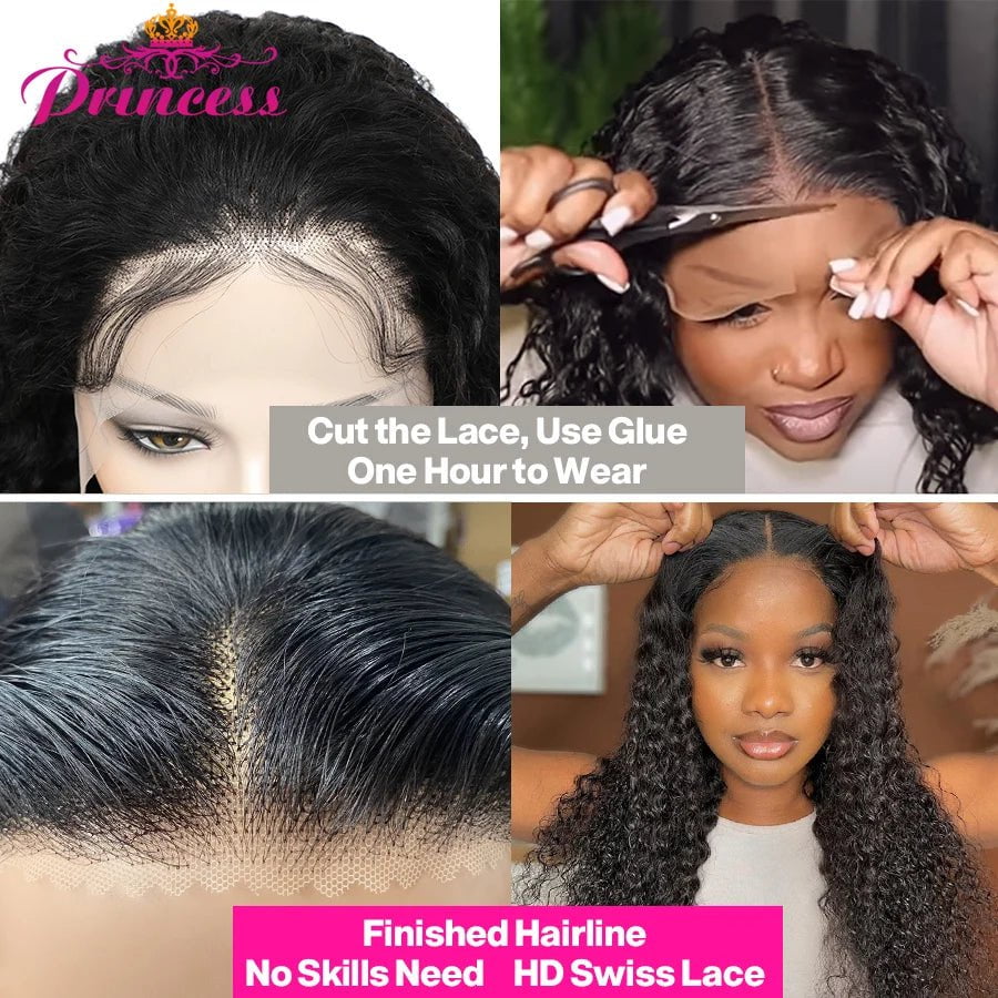 Storazone Princess Hair Glueless Wig Human Hair Ready to Wear Pre Cut Lace Brazilian Curly Human Hair Wig With Pre plucked Hairline