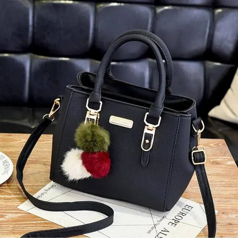 Storazone PU Leather Ladies HandBags Women Vintage Purse Plush Tassel Messenger Bags Tote Boston Shoulder Crossbody Bag