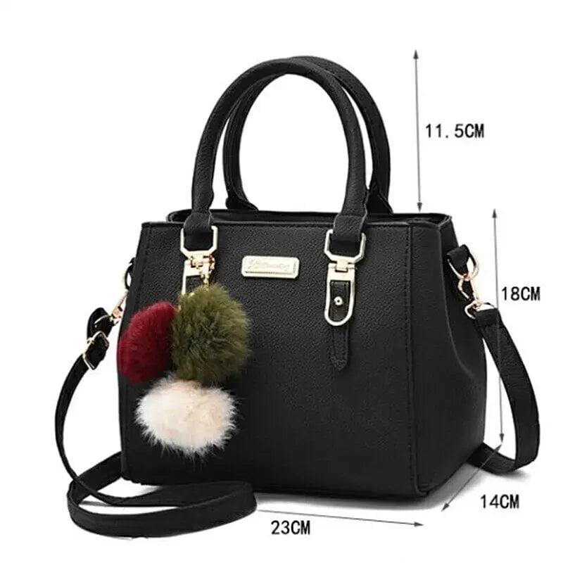 Storazone PU Leather Ladies HandBags Women Vintage Purse Plush Tassel Messenger Bags Tote Boston Shoulder Crossbody Bag