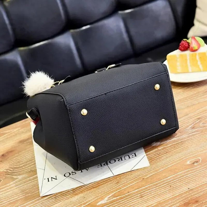 Storazone PU Leather Ladies HandBags Women Vintage Purse Plush Tassel Messenger Bags Tote Boston Shoulder Crossbody Bag