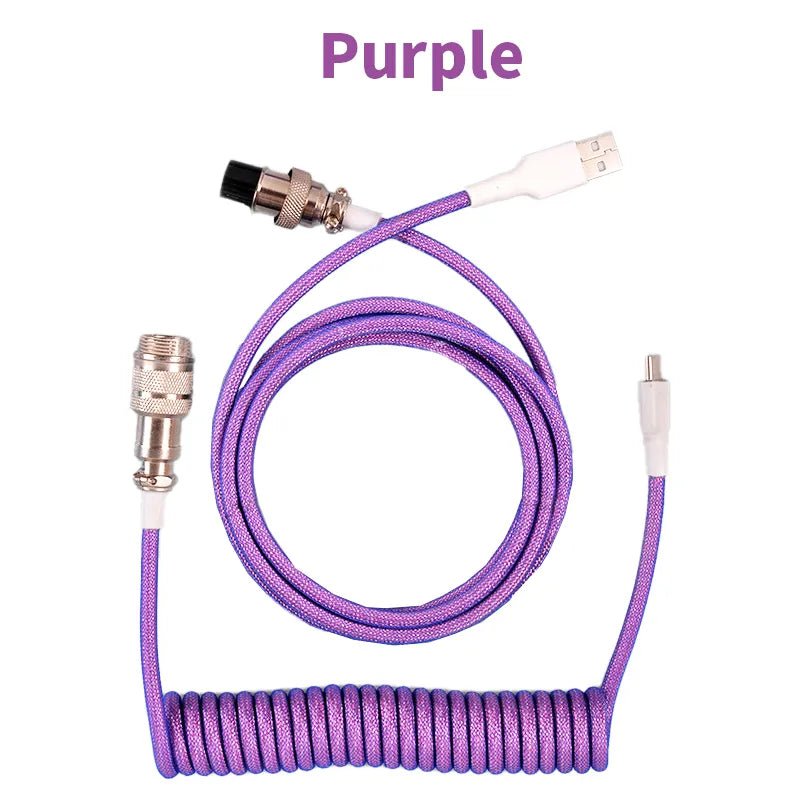 Storazone Purple / 1.8M-3M 3M Type C Mechanical Keyboard Coiled Cable USB Keyboard Wire Mechanical Keyboard Aviator Desktop Computer Aviation Connector