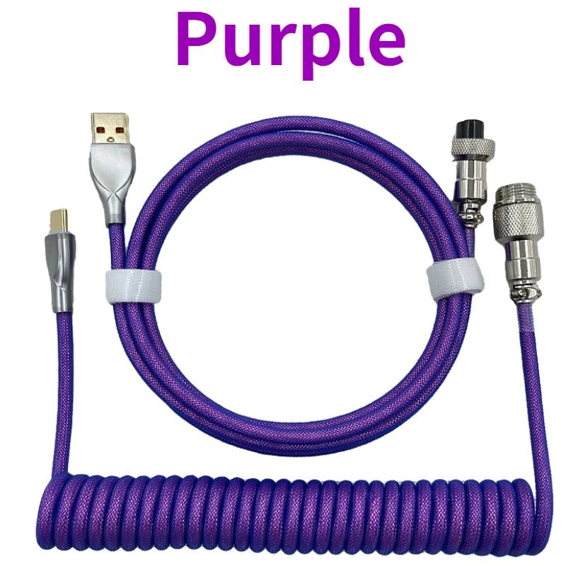Storazone Purple / 1.8M Coiled cable type C Mechanical keyboard wire USB keyboard cable  mechanical keyboard Aviator Desktop Computer Aviation Connector