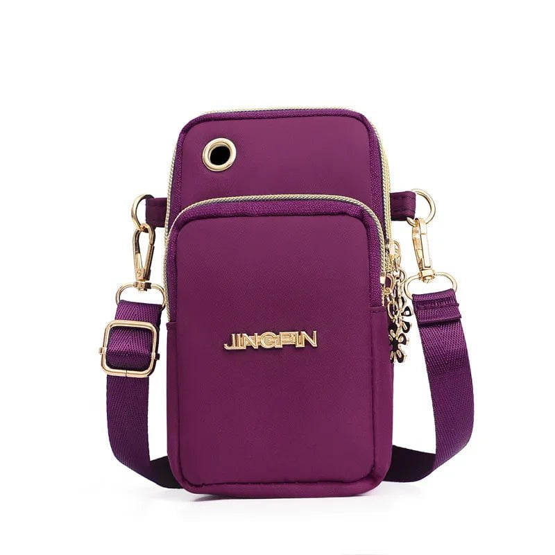 Storazone Purple / 18x8x9cm / CN Buylor New Mobile Phone Crossbody Bags for Women Fashion Women Shoulder Bag Cell Phone Pouch With Headphone Plug 3 Layer Wallet