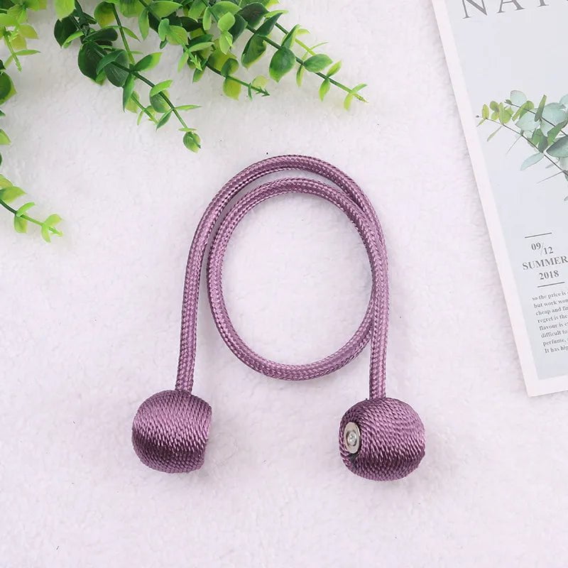 Storazone Purple / 2pcs Magnetic Ball Curtain Tiebacks Tie Rope Accessory Rods Accessoires Backs Holdbacks Buckle Clips Hook Holder Home Decor