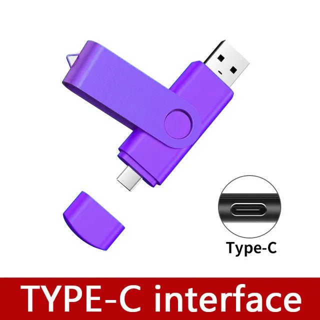Storazone Purple 2TB / CHINA New Type C 2TB USB Flash Drive OTG 2 IN 1 Pen Drive USB Stick High Speed 3.0 USB C 2TB Flash Disk Pendrive For Phone Laptop PC