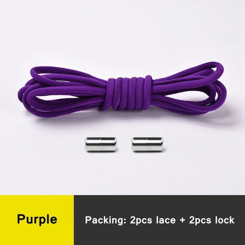 Storazone Purple / CHINA Semicircle No Tie Shoelaces Elastic Shoe laces Sneakers shoelace Metal Lock Lazy Laces for Kids and Adult One size fits all shoe