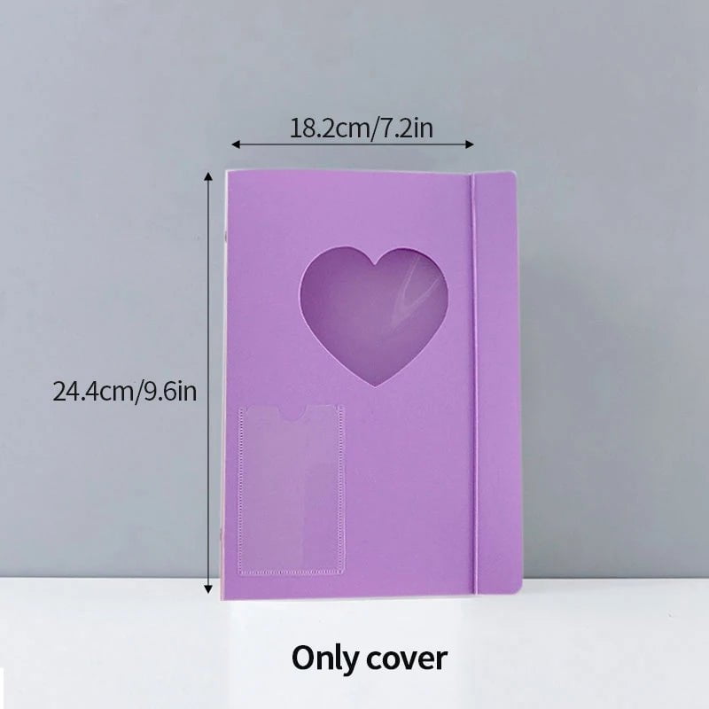 Storazone Purple cover A5 Kpop Binder Photocards Holder Ins Album Book 3 Inch Album Heart Photo Card Album Student School Stationery Birthday Gifts