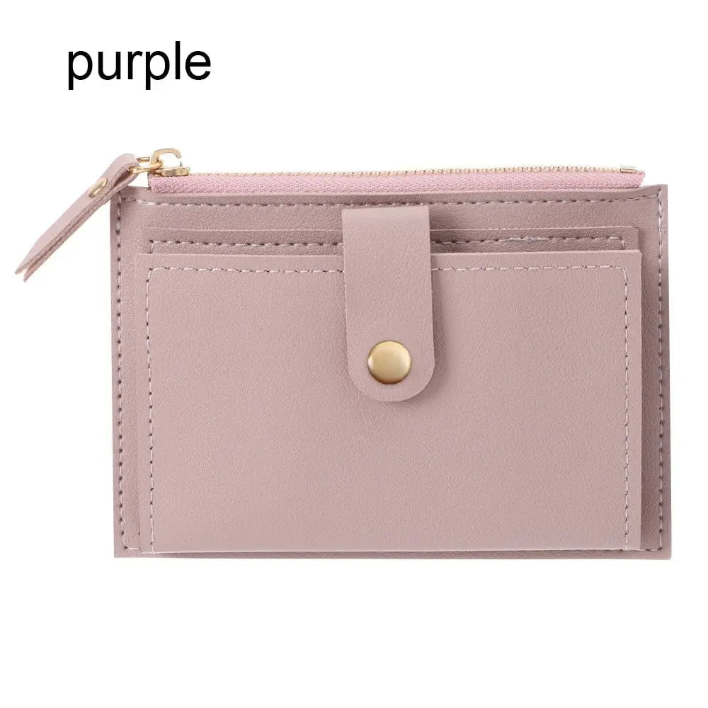 Storazone purple Cute Fashion PU Leather Mini Coin Purse Women Solid Color Credit Card Holder Bags Small Wallet Money Bag Purse Card Holder