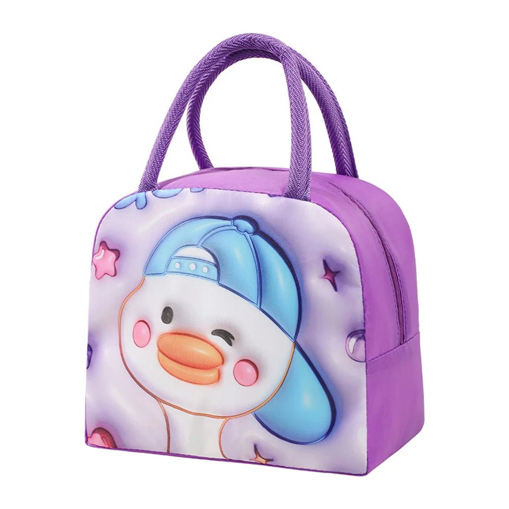 Storazone PURPLE Lunch Bag Thickened Handheld Insulated Lunch Box Bag Children Cute With Meals Lunch Box Bag