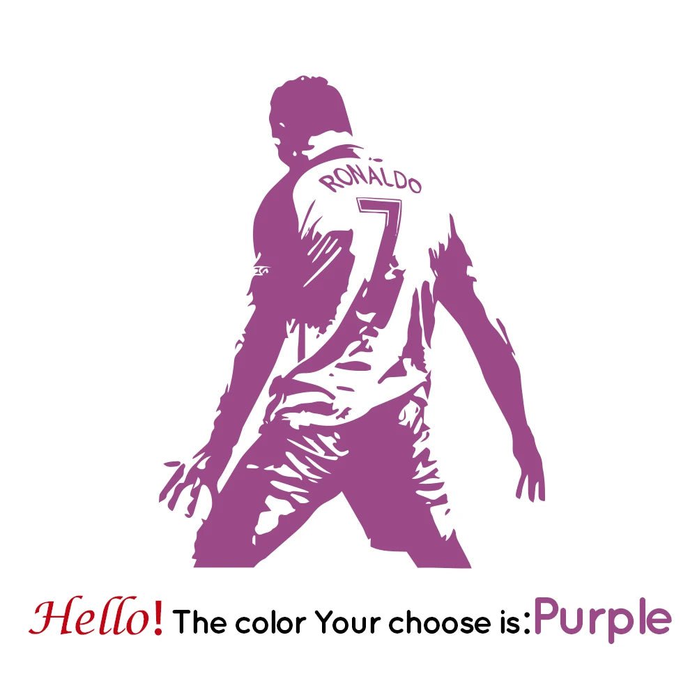 Storazone PURPLE / M 28cm X 35cm Football Cristiano Ronaldo Vinyl Wall Sticker Soccer Athlete Ronaldo Wall Decals Art Mural For Kis Room Living Room Decoration