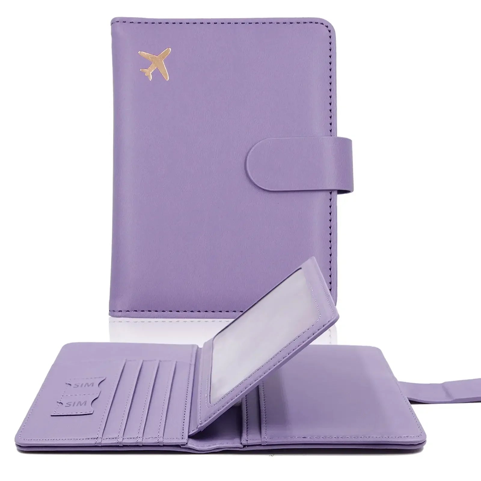 Storazone Purple Passport Cover PU Leather Man Women Travel Passport Holder with Credit Card Holder Case Wallet Protector Cover Case