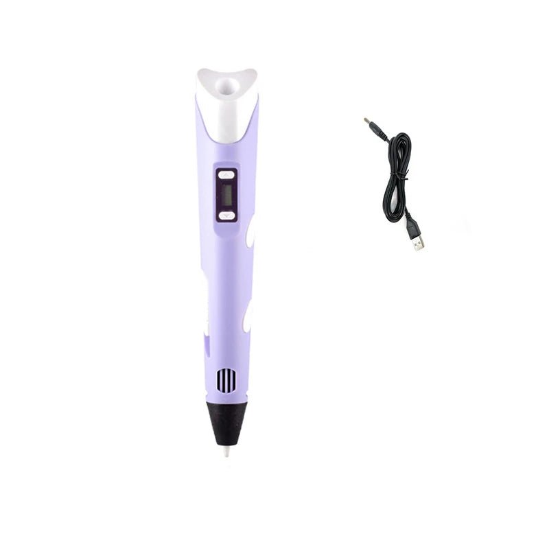 Storazone Purple pen 3D Printing Pen DIY Three-dimensional Painting Children Toys Fun Camouflage With LCD Screen Compatible PLA Filament Toys Gift