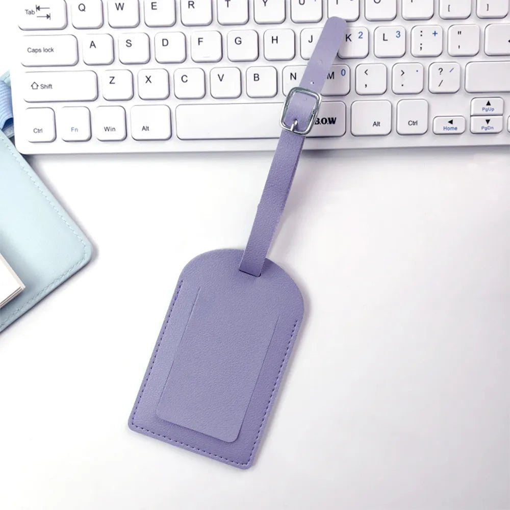 Storazone purple Personalize Initials Luggage Tag Custom Letters Men Women Suitcase Name Tag PU Airplane Labels Engrave Logo Travel Accessories