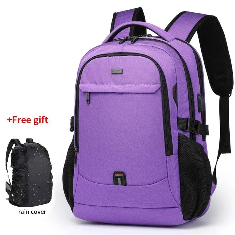 Storazone Purple-Rain Cover / 17 Inches / CHINA Laptop Backpack For Men 17.3''Large Capacity Backpack USB Port Bag Business Backpack Oxford Wear-resistant Waterproof Travel Bag