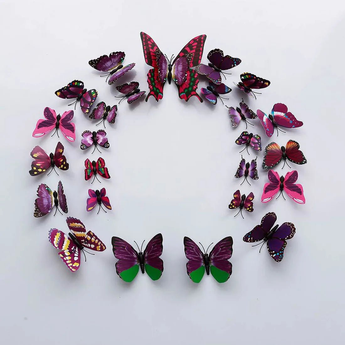 Storazone purple series 12Pcs 3D Butterfly Wall Stickers PVC Self Adhesive Wallpaper Colorful Butterfly Wall Sticker Living Room Window Decal Home Decor