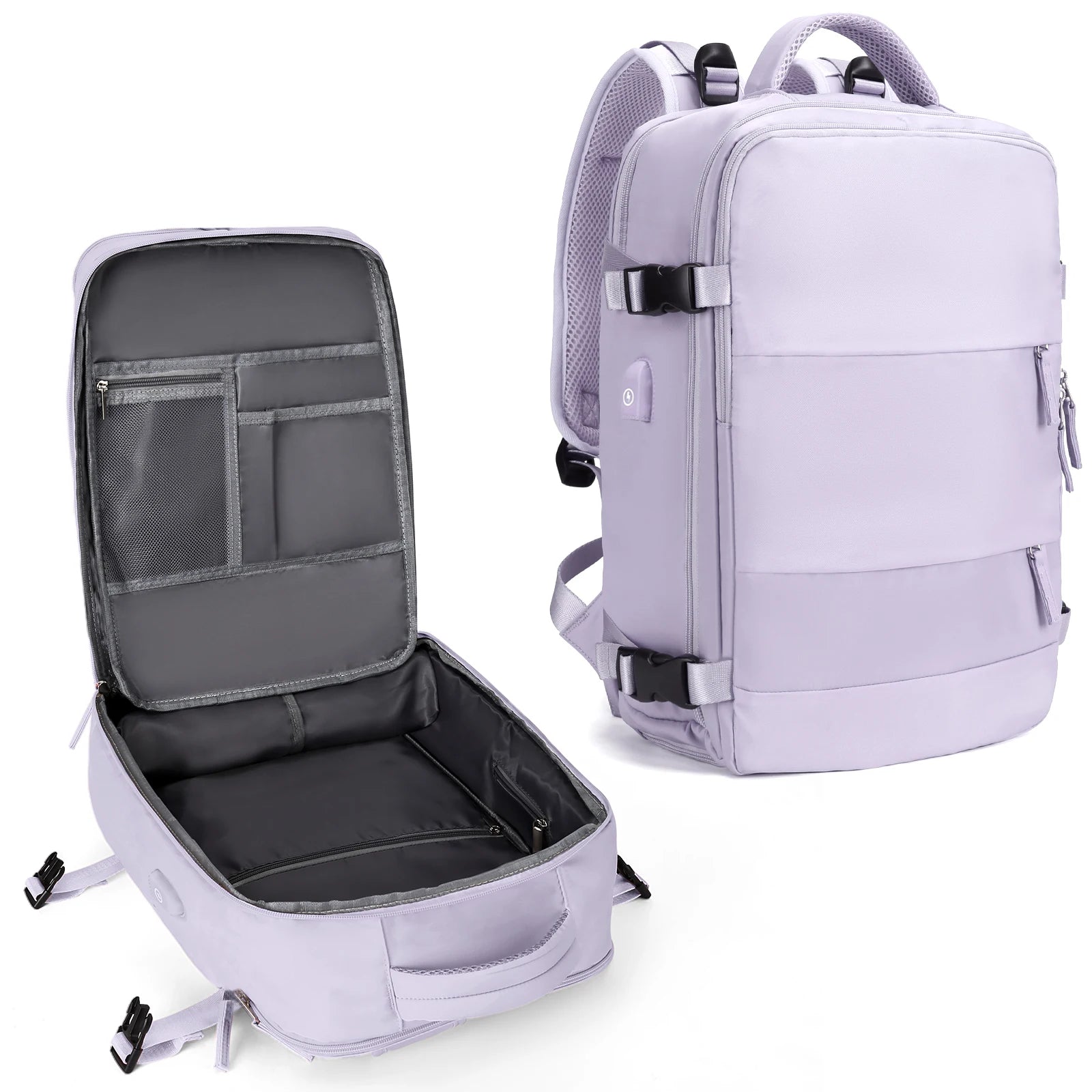 Storazone Purple-Small Carry on Backpack, Large Travel Backpack for Women Men Airline Approved Gym Backpack Waterproof Business Luggage Laptop Daypack