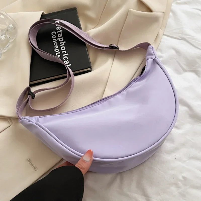 Storazone Purple Solid Color Chest Bag For Women Large Capacity Travel Crossbody Female Half Moon Belt Bag Ladies Daily Street Fanny Packs 2023