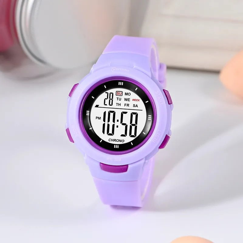 Storazone Purple UTHAI CE49 Kids Watches Fashion Luminous Waterproof Alarm Clock Smart Watches Boys and Girls Student Electronic Watch Gift