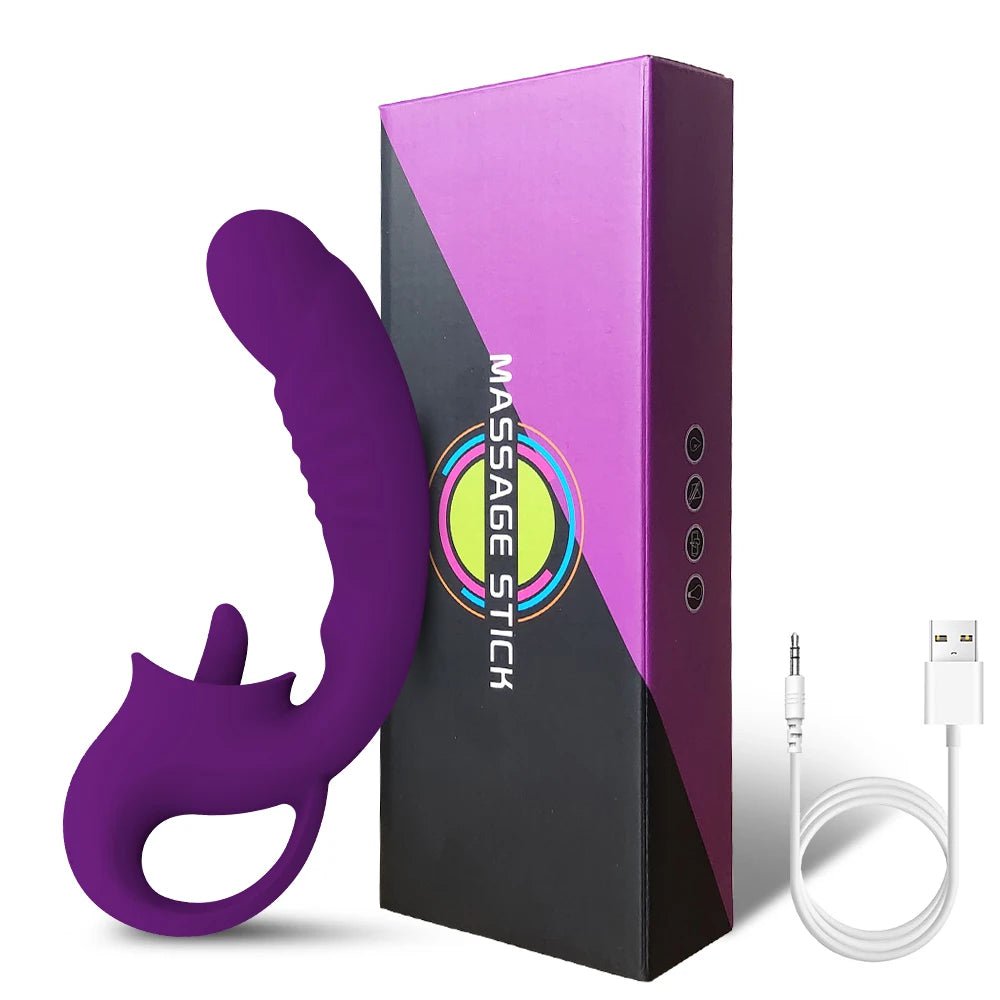 Storazone Purple with Box / CHINA Clitoral Licking G Spot Vibrator Realistic Dildo Clitoralis Stimulator for Women with 10 Licking Vibrating Modes Rechargeable
