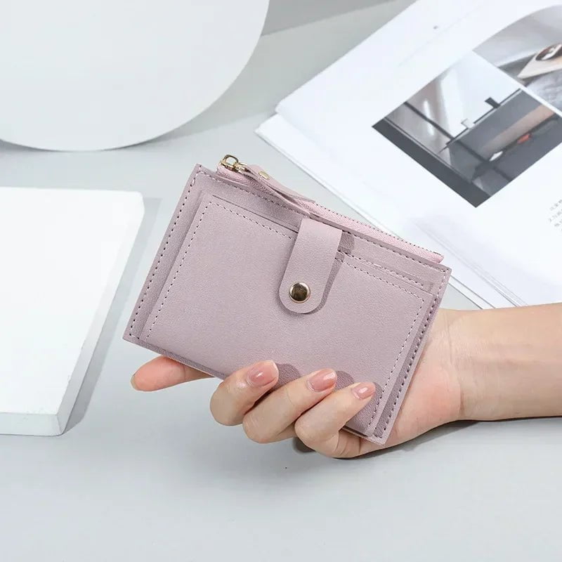 Storazone PURPLE Women Short Wallet Fashion Simple PU Leather Small Purse Ladies Card Bag Women Clutch Bag Female Purse Money Clip Wallet