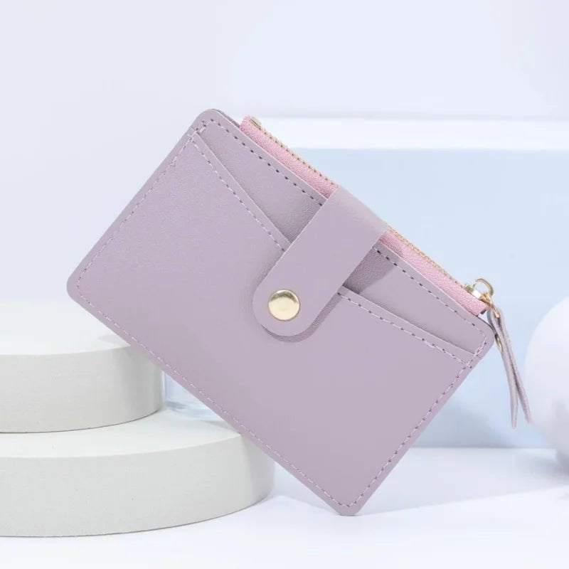 Storazone purple01 Fashion Women Wallets Leather Female Purse Mini Hasp Solid Multi-Cards Holder Coin Short Wallets Slim Small Wallet Zipper Hasp