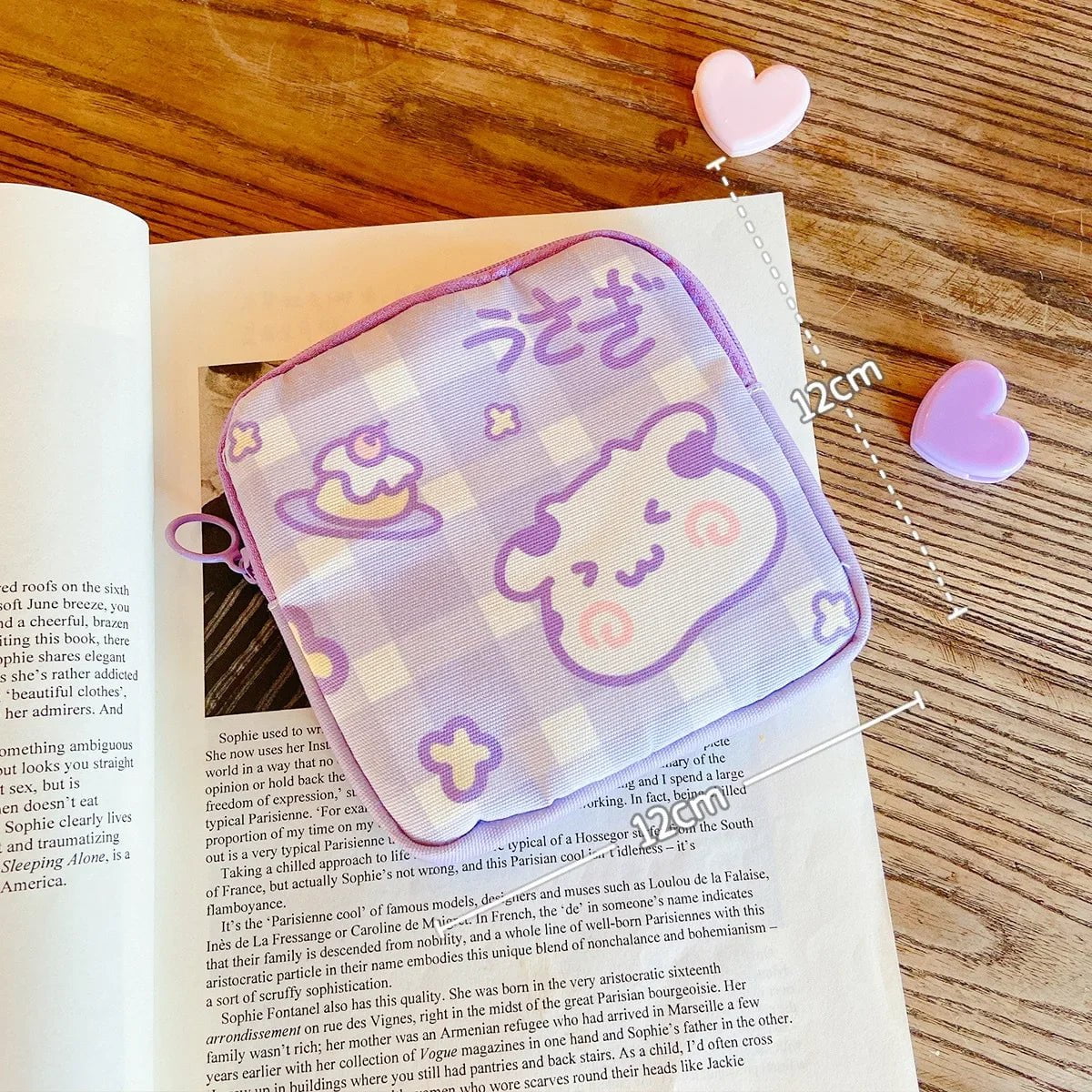 Storazone purple1 Women Girls Kawaii Cosmetic Makeup Tampon Bear Napkin Pouch Storage Bag Coin Purse Sanitary Pads Bag Mini Data Cables Organizer