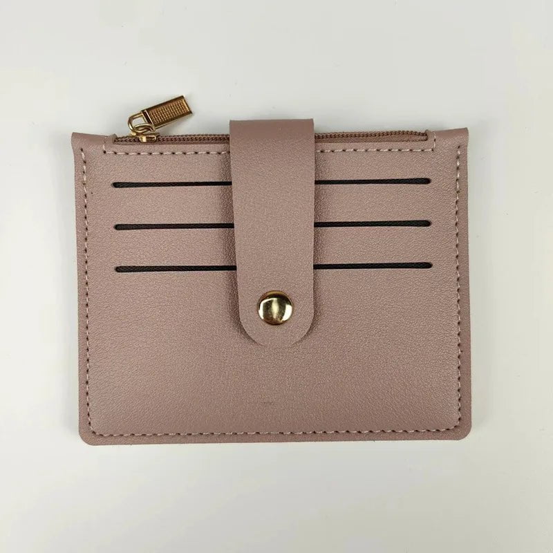 Storazone Purple3 Solid Color PU Leather Small Wallet for Women Short Simple Women's Purse with Buttons Ultra Thin Credit Card Bag Coin Purse