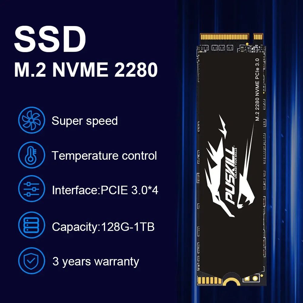 Storazone PUSKILL SSD M.2 NVMe 1TB 512GB 256GB 128GB PCIe M2 2280 Hard Disk Internal Solid State Drive Disk for Laptop Desktop