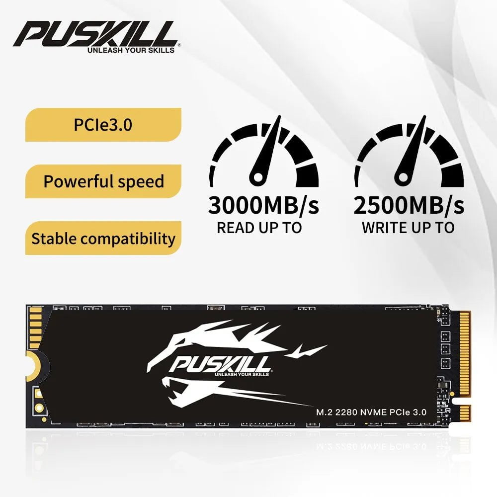 Storazone PUSKILL SSD M.2 NVMe 1TB 512GB 256GB 128GB PCIe M2 2280 Hard Disk Internal Solid State Drive Disk for Laptop Desktop