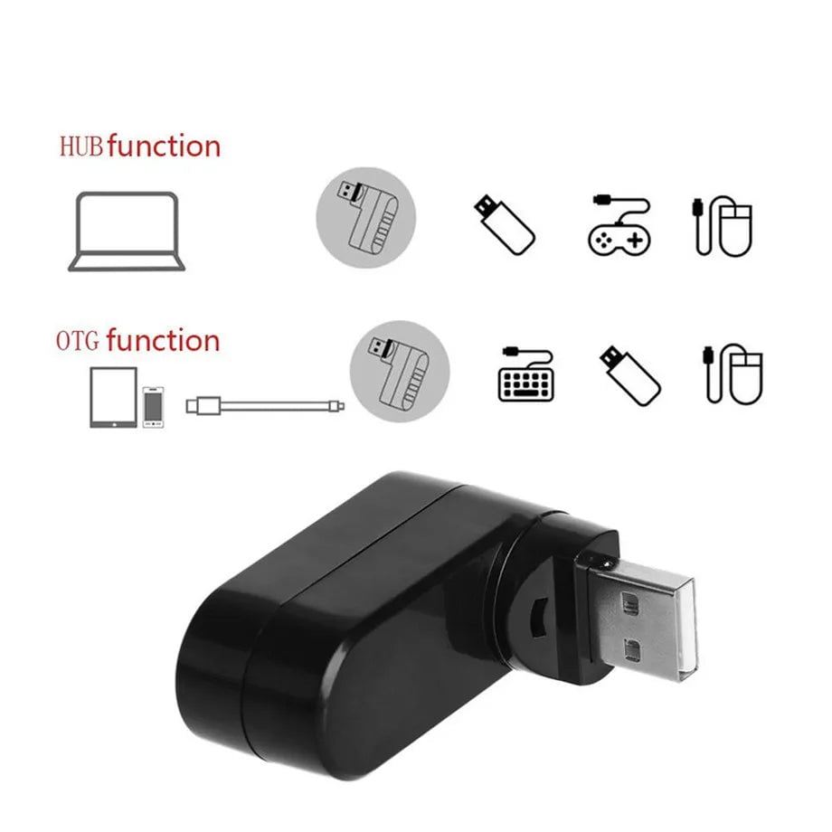 Storazone PzzPss USB Hub 2.0 Adapter Rotate High Speed U Disk Reader Splitter 3 Ports USB 2.0 For Computer PC Laptop Mac Mini Accessories