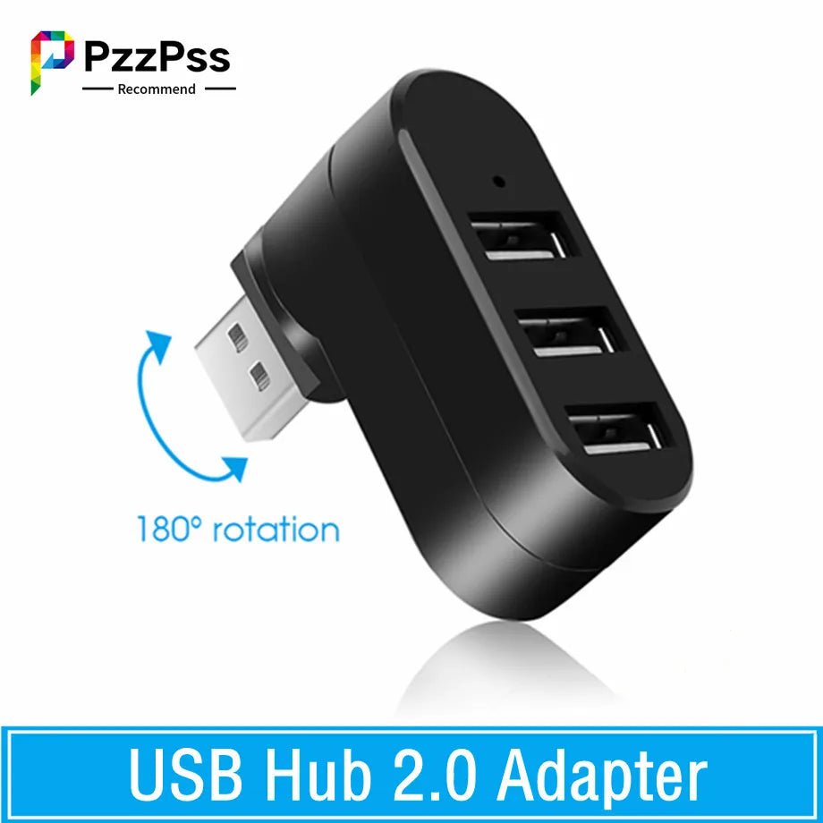 Storazone PzzPss USB Hub 2.0 Adapter Rotate High Speed U Disk Reader Splitter 3 Ports USB 2.0 For Computer PC Laptop Mac Mini Accessories