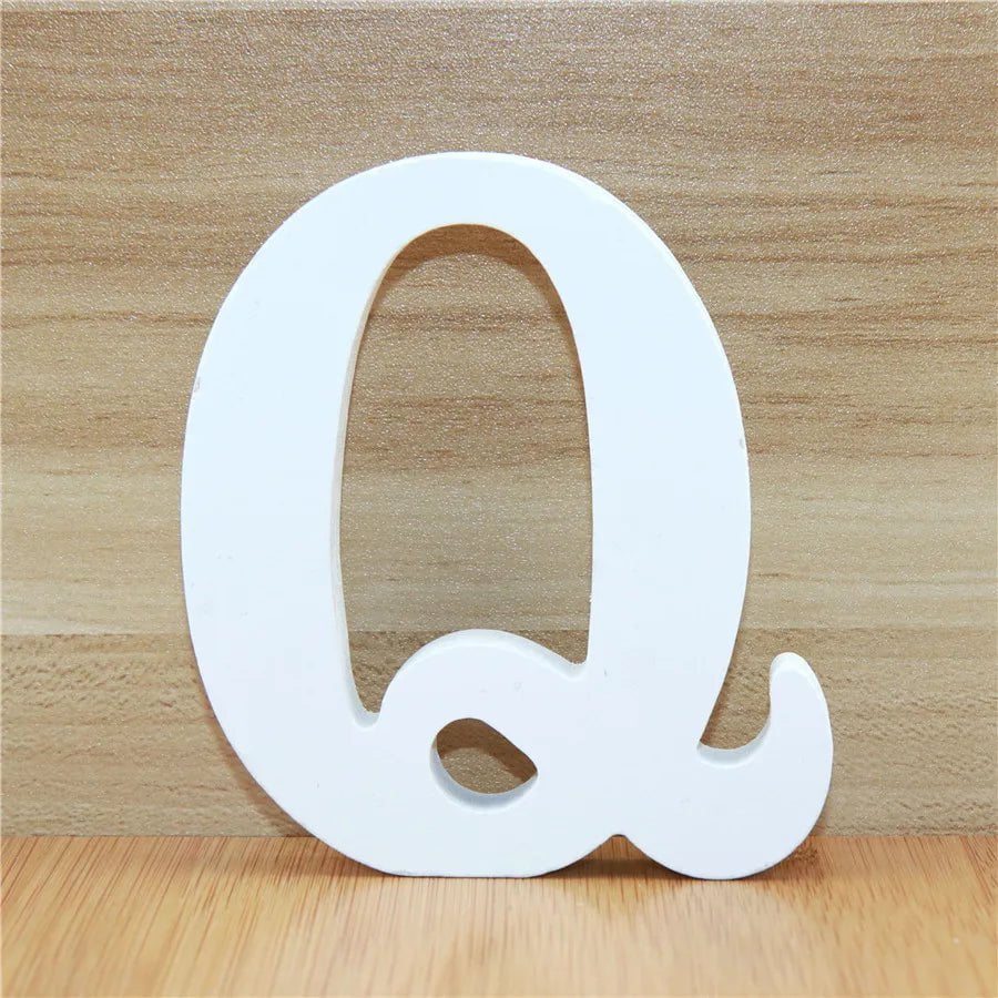 Storazone Q / 10cm 1pc 10CM Wood Wooden Letters White Alphabet Wedding Birthday Party Diy Home Decorations Personalised Name Design 3.94 Inches